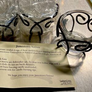 NEW Southern Living set of 4 antique bronze/glass votive candle set Jamestown